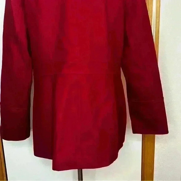 Michael Kors Wool Blend Peacoat Jacket Button Down Women Large Red Lined Warm - Picture 9 of 15